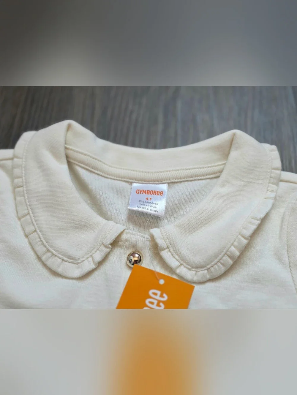 Gymboree cream-colored long sleeve ribbed Peter Pan top